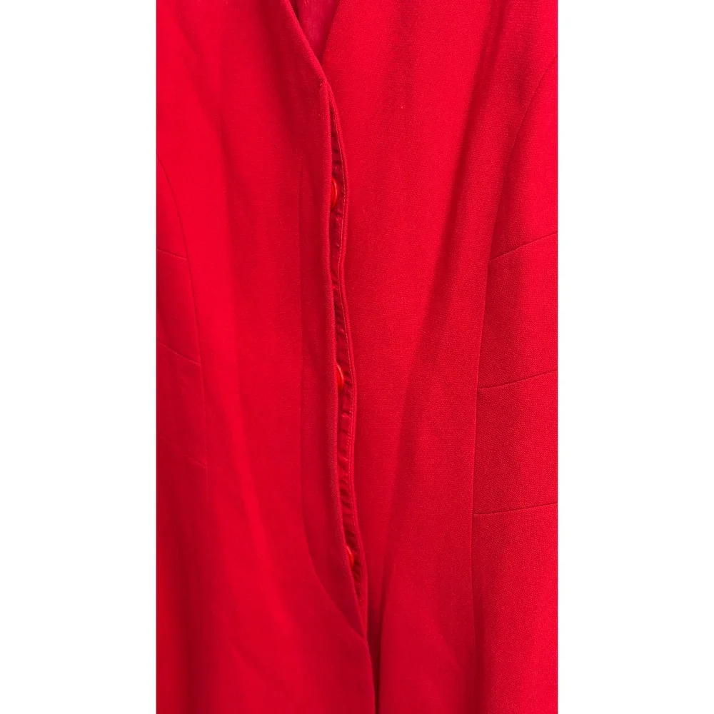 Vintage Red Suit Set Women's 10 V-neck Longline Blazer and Pencil Skirt Red
